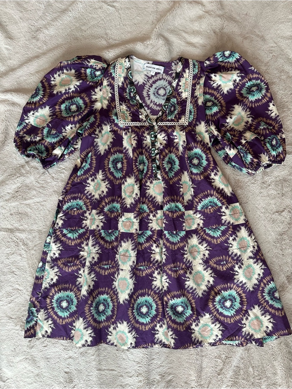 Hunter Bell Jenkins Dress in London Purple Rain Print, Size S